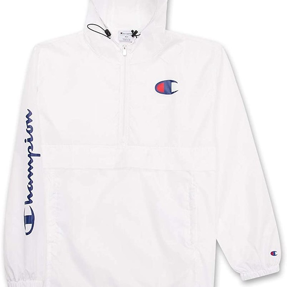 Champion Other - Champion Men’s Windbreaker Drawstring Jacket- Big and Tall Hoodie Anorak- White